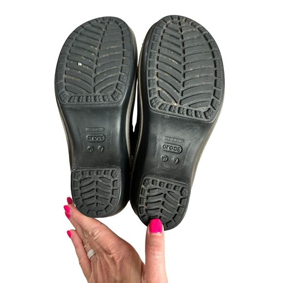 Crocs Women's Size 7 Brown Cobbler Eva Faux Fur Lined Clogs Mules Shoes EUC - Picture 10 of 13